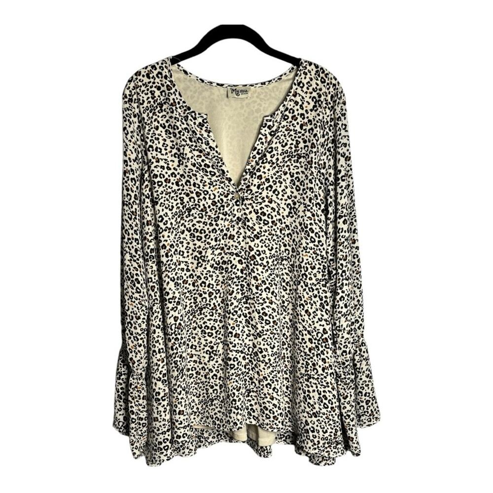 Show Me Your Mumu Brown Black Leopard Long Sleeve Tunic Medium
